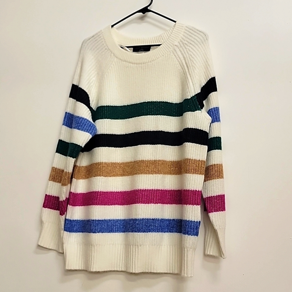 Lurex Rainbow Stripes Crew-Neck Sweater NWT 14/16 Plus Size Soft